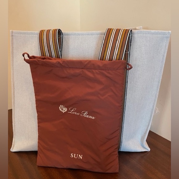 Loro Piana Suitcase Stripe Medium Canvas Tote Bag - Picture 4 of 4